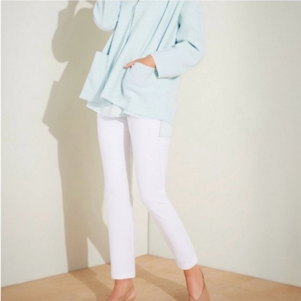 Eileen Fisher White Organic Cotton Wide Leg Pants Size